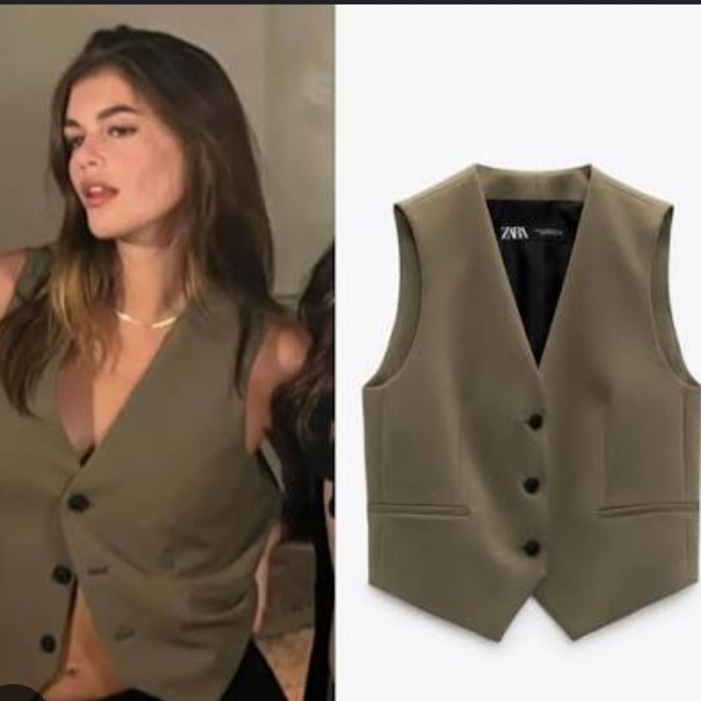 Zara Gray Buttoned Vest